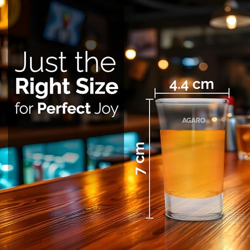 Image of AGARO Elegant Shot Glass 45ml, Set of 6, Whisky Shot, Vodka Shot, Tequila Shot, Liquor Shot, Wine Tasting, Cocktail, Home, Bar
