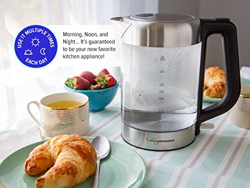 Glass Electric Kettle | Bpa Free With Borosilicate Glass & Stainless Steel - 1.8 Liter Rapid Boil Cordless Teapot With Automatic Shut Off - The Best Hot Water Heater For Tea, Coffee, Soup, And More! #TOP7
