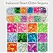 24 Colors Heart Nail Glitter Sequins Holographic Hearts Chunky Glitters Flakes Confetti for Nail Art Designs, Crafts, Resin Epoxy. (Heart)
