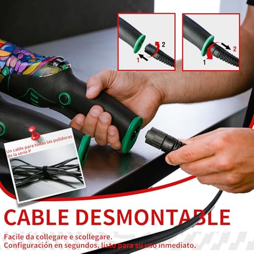Miniatura 2 de Batoca P1 Pulidora Coche Excéntrica 1000w - Doble Acción Da 125mm, Órbita 15mm, 6 Velocidades 2500-5500 Rpm, Cable 5m Para Pulido, Encerado Y Eliminación De Arañazos En Coche Y Moto
