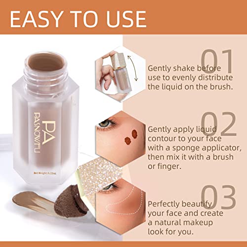Dageda 3Pcs Liquid Blush, Contour And Highlighter, Face Blush & Cream Contour & White Highlighter Makeup With Cushion Applicator, Waterproof, Long-Lasting Pearl Blush For Women Beauty Makeup (Color D) #TOP4