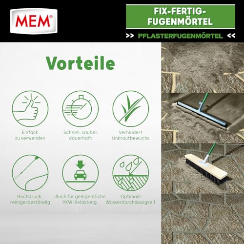 MEM Fix-Fertig-Fugenmörtel, Witterungsbeständig, Anwendungsfertig, Gegen Unkrautbewuchs, Steingrau, 12,5 kg
