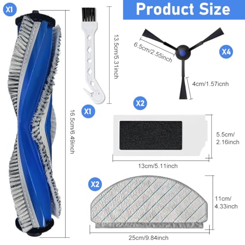 Image of HASTHIP 10Pcs Replenishment Kit, Replacement Parts for Ecovacs N20 Pro /N20 Robot, Vacuum Cleaner Replacement Accessories: Main Brush, 4 Side Brushes, 2 Mop Cloth, 2 Filters, Cleaning Detailing Brush