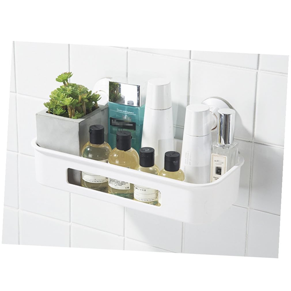 Saugkorb Wandregal ohne Bohren Selbstklebend mit Starkem Halterung für Küche Badezimmer Shampoo Seifenhalter Aufbewahrung Organizer Weiß
