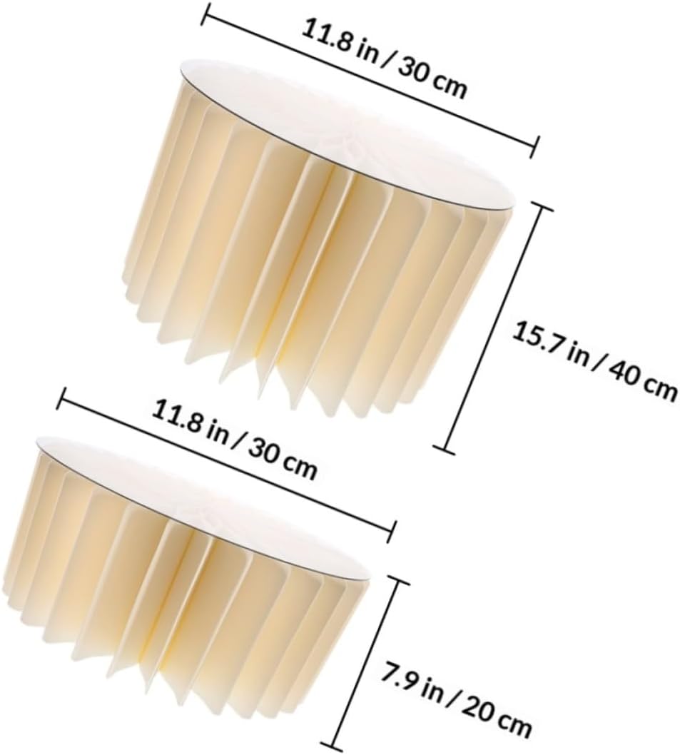 Zerodeko White Cylinder Pedestal Stands for Party Decor, 2pcs Foldable Paper round Display Stands 30cm Diameter and 20cm 40cm Heights, Cake and Dessert Table Centerpiece Decorations