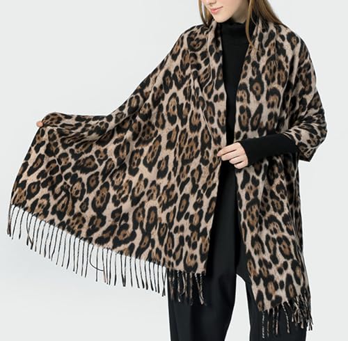 Women's Large Long Leopard-Print-Fringe Blanket-Scarf All Season Soft Warm Scarf Wrap Shawl Ladies Gifts 71”*283