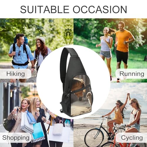 Cute Dog And Horse Sling Bag Lightweight Crossbody Backpack miniatura 6