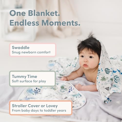 Image of Loulou Lollipop Muslin Swaddle Blanket for Baby Boy & Baby Girl - Soft Breathable Muslin Wrap, 47 inchx47 inch Receiving Blanket for Newborn & Toddler - French Breakfast