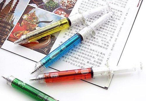 No1GS - Novelty Syringe Needle Design Pen in Yellow.