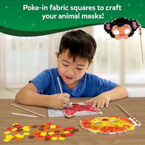 Image of Skillmatics Poke-in Art - Animal Masks, Mess-Free DIY Craft Kit | Fun Creative Activity for Kids, 500+ Colourful Fabric Squares, 4 Foam Masks, Gifts for Girls & Boys Ages 4, 5, 6, 7, 8, 9