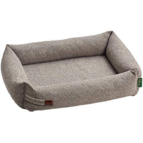 HUNTER Orthopädisches/Ergonomisches Hundesofa TROSA, orthopädisch mit Memoryschaum, recycelte Materialien, Strukturstoff & Teddyplüsch, Bezug abnehmbar, Farbe: beige, Größe: L