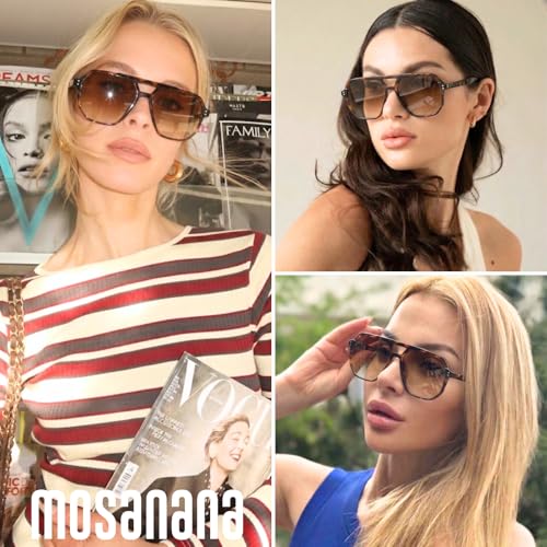 Image of mosanana Oversized Aviator Sunglasses for Women with Polarized Lens MS52243 | Geometric Big Frame, Designed for Daily Outfits, Travel and Fashion Looks