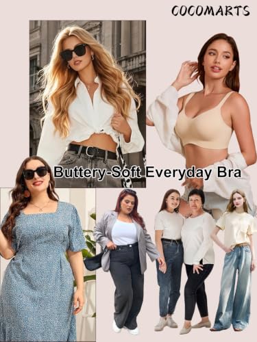 COCOMARTS Jelly Bras for Women No Underwire Full Coverage Push Up Bra Wireless Seamless Bra Comfortable Tshirt Bralettes Black Small — view 6