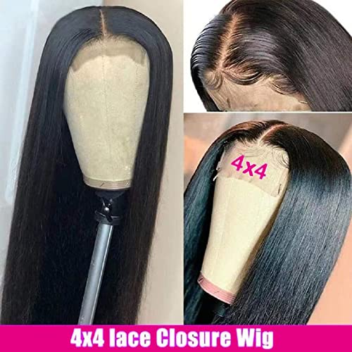 Vtaozi Straight Lace Front Wigs Human Hair For Black Women 4X4 Lace Closure Wigs Human Hair Pre Plucked With Baby Hair 150% Density Brazilian Straight Lace Front Closure Wigs Human Hair 16 Inch #TOP1
