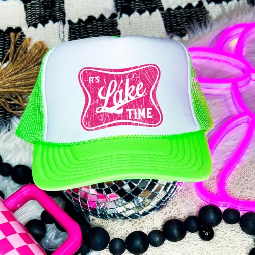Image of It's Lake Time Summer Classic 5 Panel Foam Front Mesh Snap Back Trucker Hat