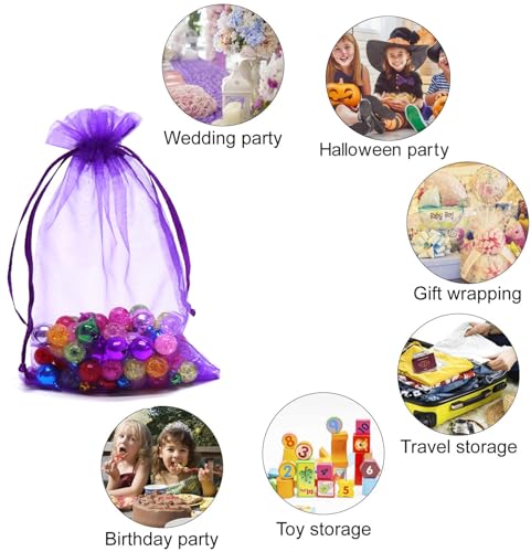 Image of Dealglad 100pcs Drawstring Organza Jewelry Candy Pouch Party Wedding Favor Gift Bags (3.5x4.5 inch, Purple)