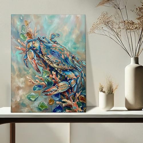 Toile murale abstraite crabe bleu pour raviver un mur blanc de salon ou chambre