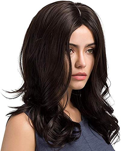 AkashKrishna Full Head Hair Wigs for women Medium hair Wig for girls Natural Looking Wavy Brown Synthetic Wig Daily Use Wigs Heat Resistant For Women 22 inch