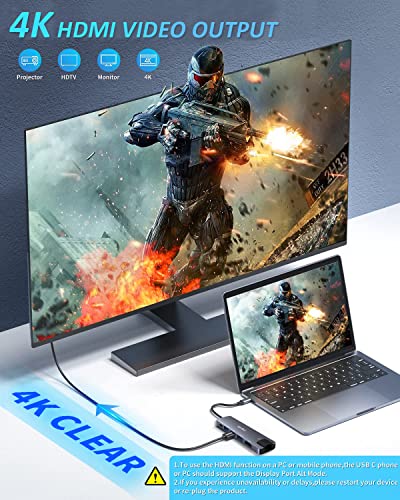 Image of Verilux USB C Hub with Ethernet 6 in 1 USB Type C Hub with 4K HDMI Converter, Multi USB Port for Laptop with USB Hub 3.0 and 2.0 PD 87W Charging Port for MacBook Air M1 Pro, Type-C Device and Switch