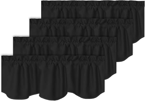 Miniatura 28 de Turquoize Cenefas de cortina opacas sólidas con bolsillo para barra festoneadas, paneles de cortina pequeños para ventana de