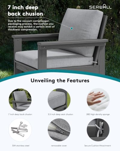 Image of SERWALL HDPE Patio Conversation Set with Side Table