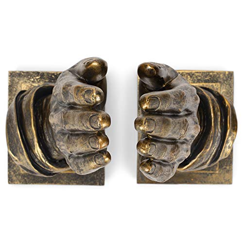 Dicksons Detailed Left and Right Praying Hands 9 inch Gray Resin Stone Bookends