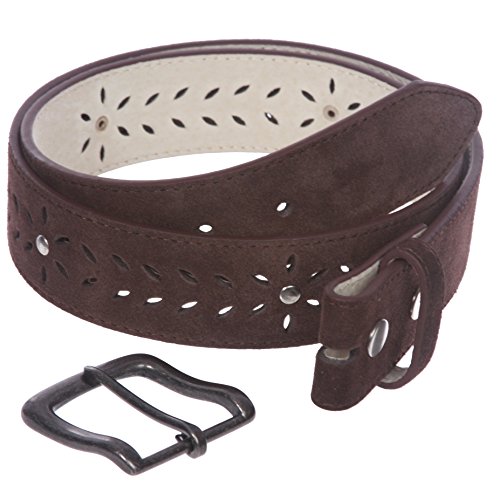 Women's 1 1/2" (38 mm) Snap on Suede Perforated Studded Leather Belt3
