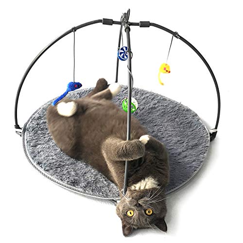 Winsterch Cat Toys Interactive Activity Center Play Mat with Hanging Toy Balls,Cat Kitten Bed Toys (23.62''x 23.62''x 13… - Image 2