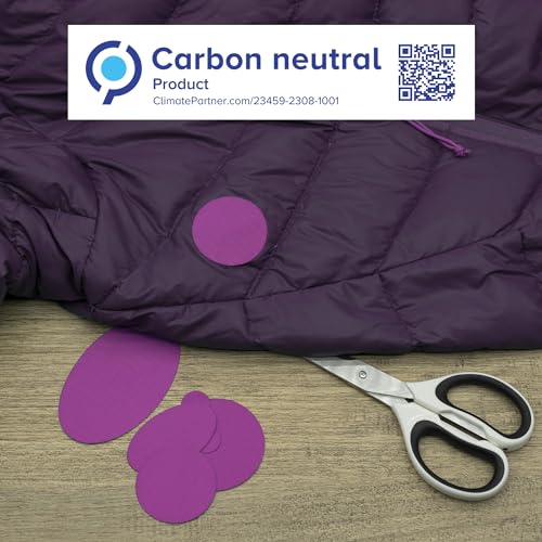 aZengear Down Jacket Repair Patches | Pre-Cut, Self-Adhesive, Soft, Waterproof, Tear-Resistant Rip-Stop Nylon Fabric to Fix Holes in Clothing, Sleeping Bags, Ski Pants (11 Pcs, Dark Purple)