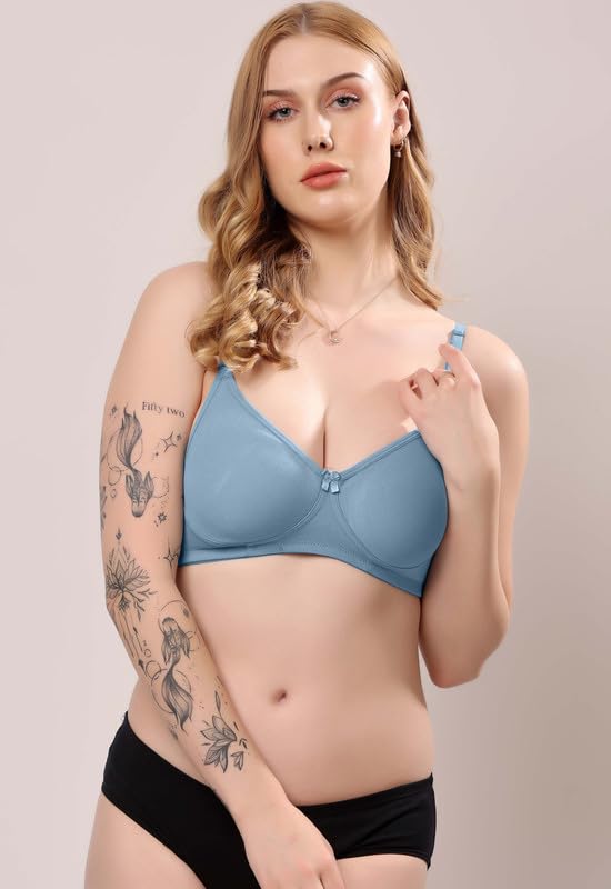 Image of London Hills Regular Bra for Women Everyday Non Padded Wire Free Mid Coverage Cotton Blend