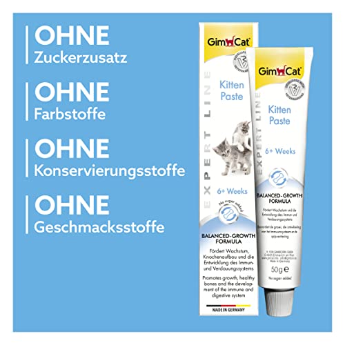GimCat EXPERT LINE Kitten Paste - Funktionaler Katzensnack fördert die Entwicklung von jungen Katzen - 1 Tube (1 x 50 g)