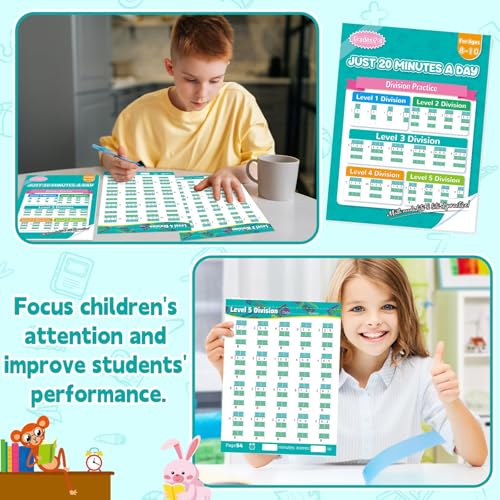 Image of 56 Pages Math Worksheets Division Practice Math Problem Workbook for 3rd 4th 5th Grade Students Age 7 8 9 10 11 Yeas Old Kids Early Childhood Education Materials Double & Triple Digit Division-Level 6