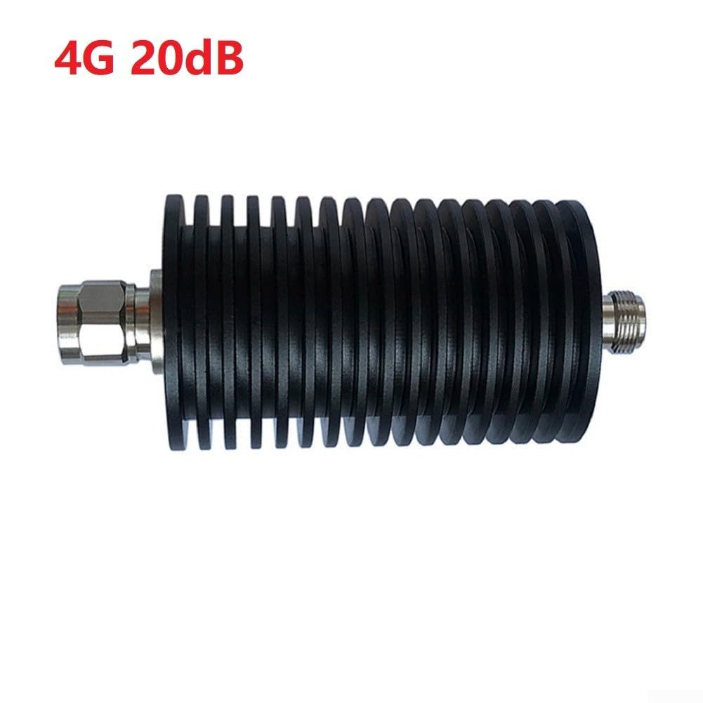 Atténuateur fixe N mâle vers N femelle 20 dB DC vers 4 GHz 100 W coaxial RF Atténuateur 50 Ohm Impédance pour laboratoire et utilisation sur le terrain