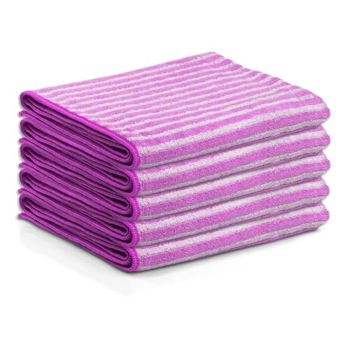 Das blaue Wunder EXTRA Premium Geschirrtücher 40cm x 70cm | EXTRA weich und EXTRA saugfähig | Küchentücher mit Qualität | Streifen- und fusselfrei (lila-Flieder, 5er Set)