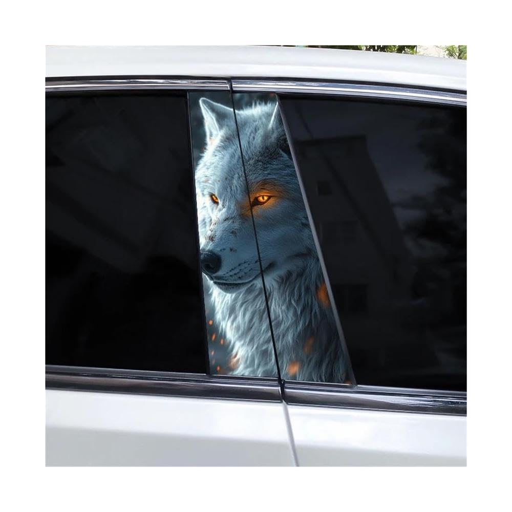 Body Parts 2pcs Wolf Full Moon Car Center Pillar Sticker(D)