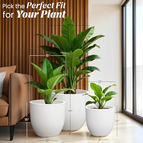 Image of YUCCABE ITALIA FOXB PCUP 17, 15, 12 Inch Pack of 3, Pots for Plants Highly Durable Polymers Lightweight Indoor Outdoor Flower Pot Gamla Tree Planter Container for Living Room, Balcony,Garden