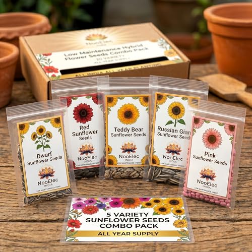 Image of Low Maintenance Hybrid Flower Seeds Combo Pack- All Year Flower Seeds Supply (5 VARIETIES SUNFLOWER COMBO)