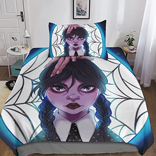 Miércoles Addams Funda Nórdica De 2 Piezas Juego De Ropa De Cama con Estampado 3D con Cremallera...