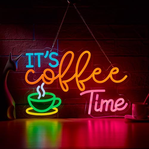 It's Coffee Time Neon Sign for Wall D&eacute;cor Dimmable Coffee Station Farmhouse Bar Office Home Signs...