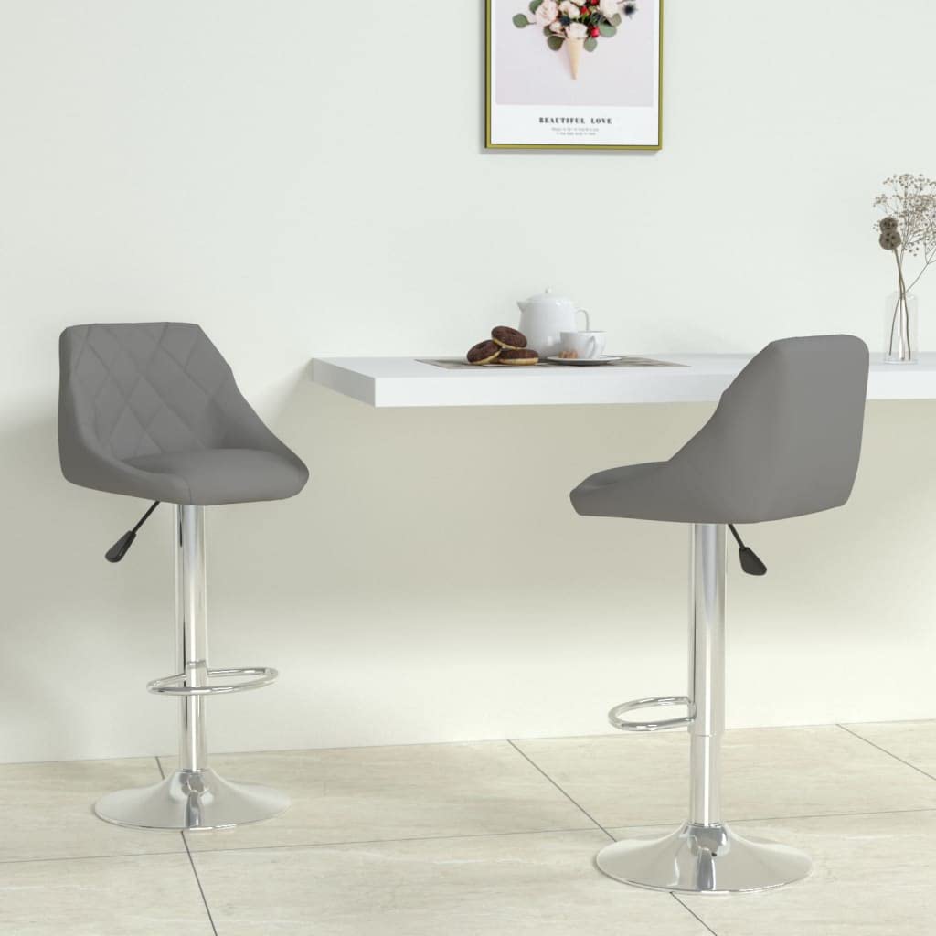 Juego de 2 taburetes de bar de piel sintética, altura regulable, taburete con respaldo y muelle de gas, silla de bar giratoria 360°, para cocina, bar y comedor, 44 x 46 x 82-103 cm