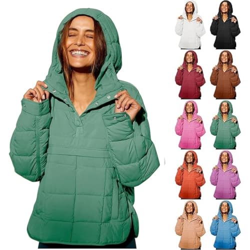 Mlthcig Chaqueta Gloryboom Para Mujer, Acolchada De Gran Tamaño Con Capucha, Ligera Y Cálida Invierno(Verde,L)
