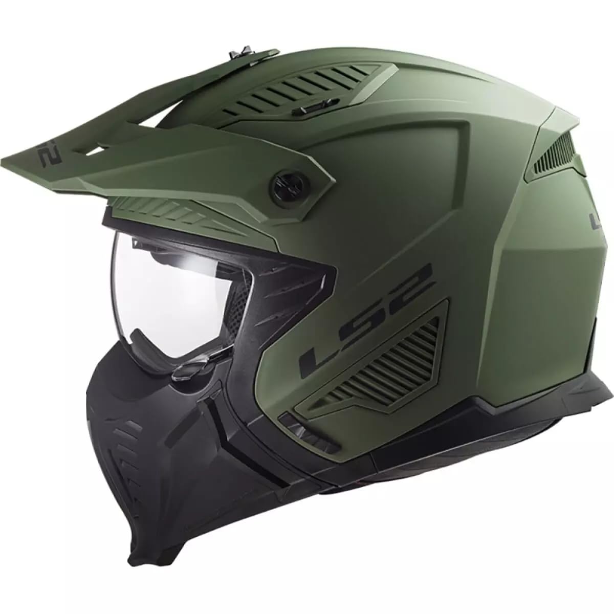 LS2, Casco Moto Jet/Modular Drifter Solid Matt Military Green, M