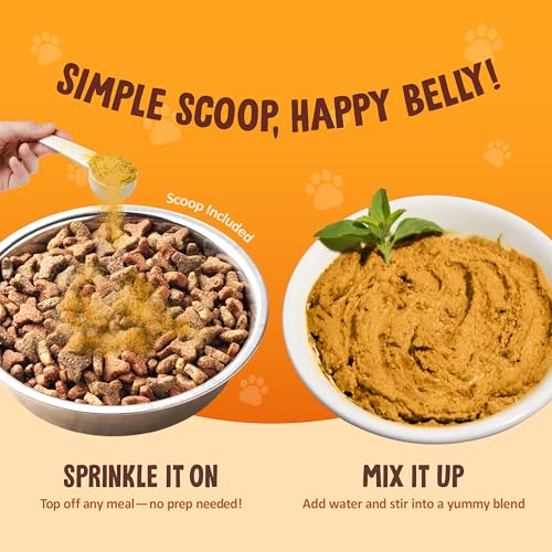 Image of Pumpkin Powder for Dogs - High Fiber Digestive Support with Pumpkin & Sweet Potato - Relieves Diarrhea, Constipation, Upset Stomach - Food Topper or Mix with Water - 8 oz