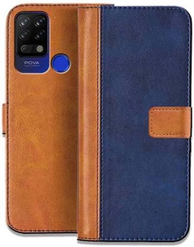 Flip Cover Compatible with Techno Pova – Wallet Case-Genuine Leather- Card Holders-Durable- Phone Case Men Women – Business/Professionals (Multi Design)