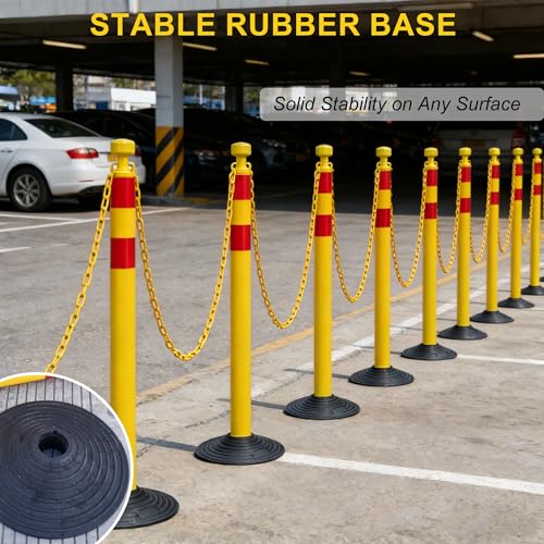 Image of OrangeStar 6 Pack 40 inch Yellow Traffic Delineator Post Cones Safety Barriers