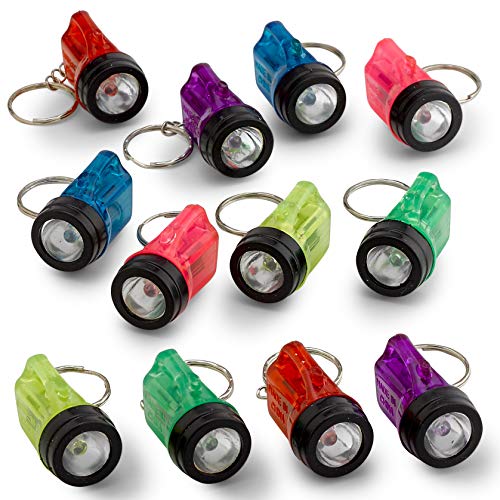 Kicko Mini Flashlight Keychains 1.5 Inch - 12 Pack Assorted Neon Colors –