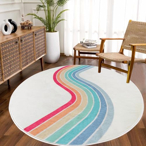 Tapete Redondo Lavable 4ft Poowe Rainbow Multicolor