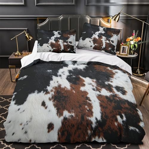 Housse de couette hypoallergénique avec zip imprimé vache 3D
