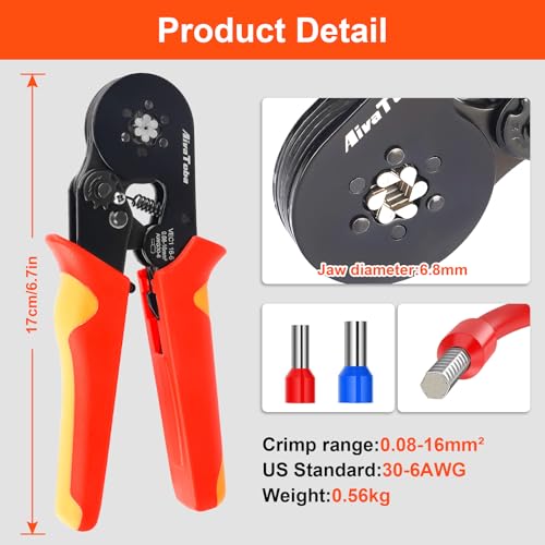 Crimpzange Aderendhülsen Set 0,08-16mm² mit 1200 Stück Aderendhülsenzange – Bild 5