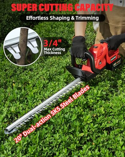 Image of Cordless Hedge Trimmer with Rotatable Handle for MWK M18 18v Battery,20'' Brushless Motor Trimmers Battery Powered, Electric Hedge Trimmer Cordless Bush Trimmers (Battery Not Included)